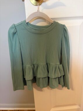 Little Sleepies Ribbed Peplum Long Sleeve Top